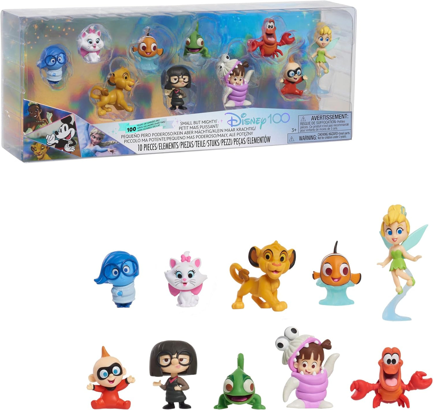 Disney100 Years of Small But Mighty, Limited Edition 10-piece Figure Set, Officially Licensed Kids Toys for Ages 3 Up by Just Play